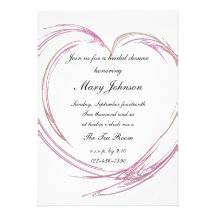 Pink Fractal Heart Bridal Shower Invitation