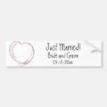 Pink Fractal Heart Just Married Wedding Bumper Stickers