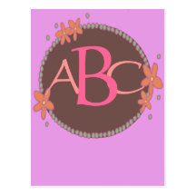 Pink Framed Monogrammed  Set Postcards