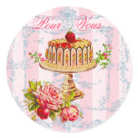 Pink French Cake For You or Pour Vous Seals Stickers