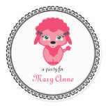 pink french POODLE personalized birthday label stickers