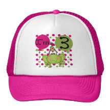 Pink Frog 3rd Birthday Tshirts and Gifts Mesh Hats