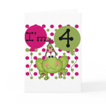 Pink Frog 4th Birthday Tshirts and Gifts Cards