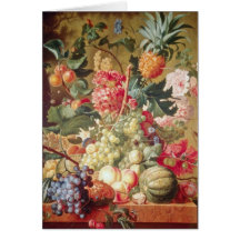 Pink Fruit and Flowers, Flemish flowers Greeting Card