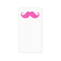 Pink funny handlebar moustache cute trendy personalized address labels
