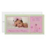 Pink Garden Baby Girl Birth Announcement PhotoCard Customized Photo Card