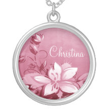 Pink Garden Floral Personalized Necklace