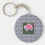 Pink Garden Rose 4 Key Chains