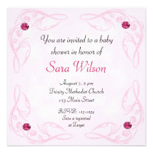 Pink Gem Baby Shower Invitation