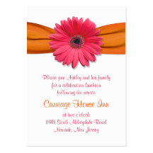 Pink Gerber Daisy Bat Mitzvah Reception Card Business Card Template