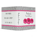 Pink Gerber Daisy Black White Floral Recipe Binder