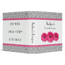 Pink Gerber Daisy Black White Floral Recipe Binder