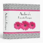 Pink Gerber Daisy Black White Floral Recipe Binder