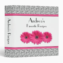 Pink Gerber Daisy Black White Floral Recipe Binder