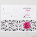 Pink Gerber Daisy Floral Wedding Program Custom Flyer