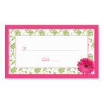 Pink Gerber Daisy Green Damask Wedding Place Cards Business Card Templates