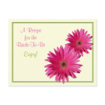 Pink Gerber Daisy Recipe Card for the Bride to Be