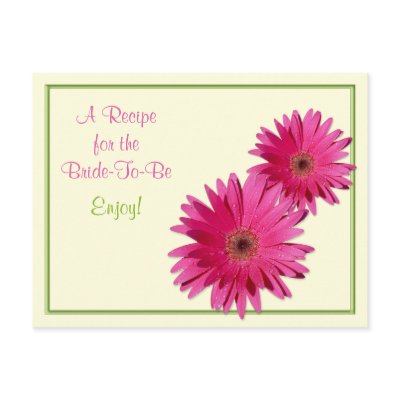Gerber Daisy Wedding Programs on Pink Gerber Daisy Recipe Card For The Bride To Be At Zazzle Ca