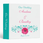 Pink Gerber Daisy Turquoise Floral Wedding Binder