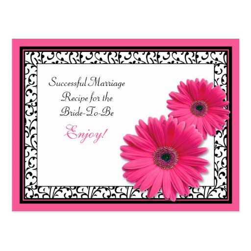 Pink Gerber Recipe Card for a Successful Marriage Postcard