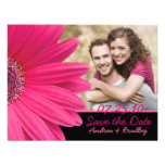 Pink Gerbera Black Photo Save the Date Card Invite