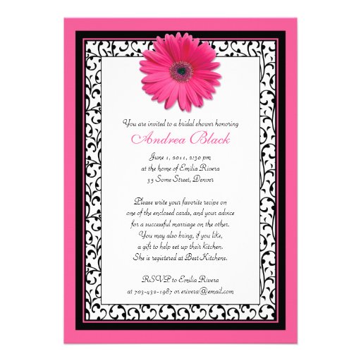 Pink Gerbera Daisy Floral Bridal Shower Invitation