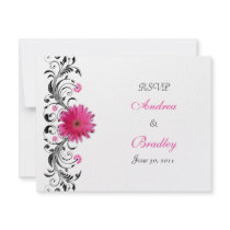 Pink Gerbera Daisy Floral RSVP Reply Card