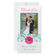 Pink Gerbera Daisy Floral Thank You Photo Card