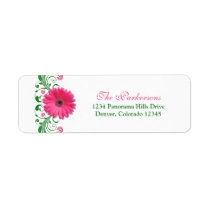 Pink Gerbera Daisy Floral Wedding Address Labels