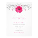 Pink Gerbera Daisy Floral Wedding Invitation