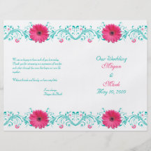 Pink Gerbera Daisy Floral Wedding Program Custom Flyer