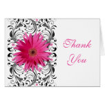 Pink Gerbera Daisy Floral Wedding Thank You Card