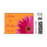 Pink Gerbera Daisy Monogram Wedding Postage