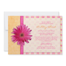 Pink Gerbera Daisy Orange Bridal Shower Invitation