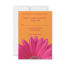 Pink Gerbera Daisy Orange Wedding RSVP Card Custom Announcement