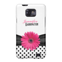 Pink Gerbera Daisy Polka Dot Samsung Galaxy Case
