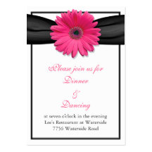 Pink Gerbera Daisy Reception Card Business Card Template