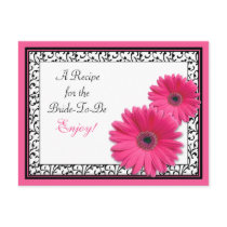 Pink Gerbera Daisy Recipe Card for the Bride to Be