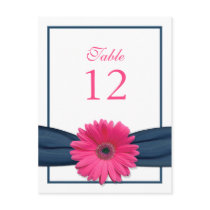 Pink Gerbera Daisy Table Number Card