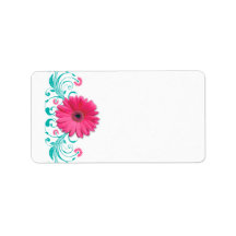 Pink Gerbera Daisy Wedding Blank Address Labels