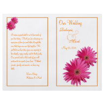 Pink Gerbera Daisy Wedding Program