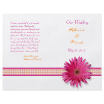 Pink Gerbera Daisy Wedding Program