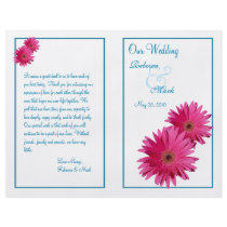 Pink Gerbera Daisy Wedding Program