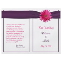 Pink Gerbera Daisy Wedding Program