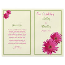 Pink Gerbera Daisy Wedding Program