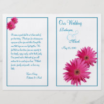 Pink Gerbera Daisy Wedding Program Full Color Flyer