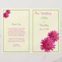Pink Gerbera Daisy Wedding Program Flyer