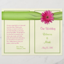 Pink Gerbera Daisy Wedding Program Full Colour Flyer