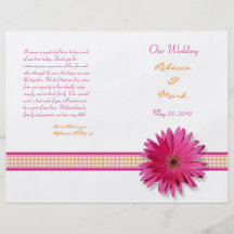 Pink Gerbera Daisy Wedding Program Full Colour Flyer