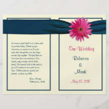 Pink Gerbera Daisy Wedding Program Personalized Flyer